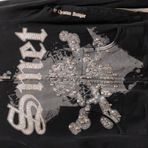 SALE! RARE! SMET Christian Audigier Vintage Y2K Skull Decor Full Zip Up Jacket - Picture 3 of 15